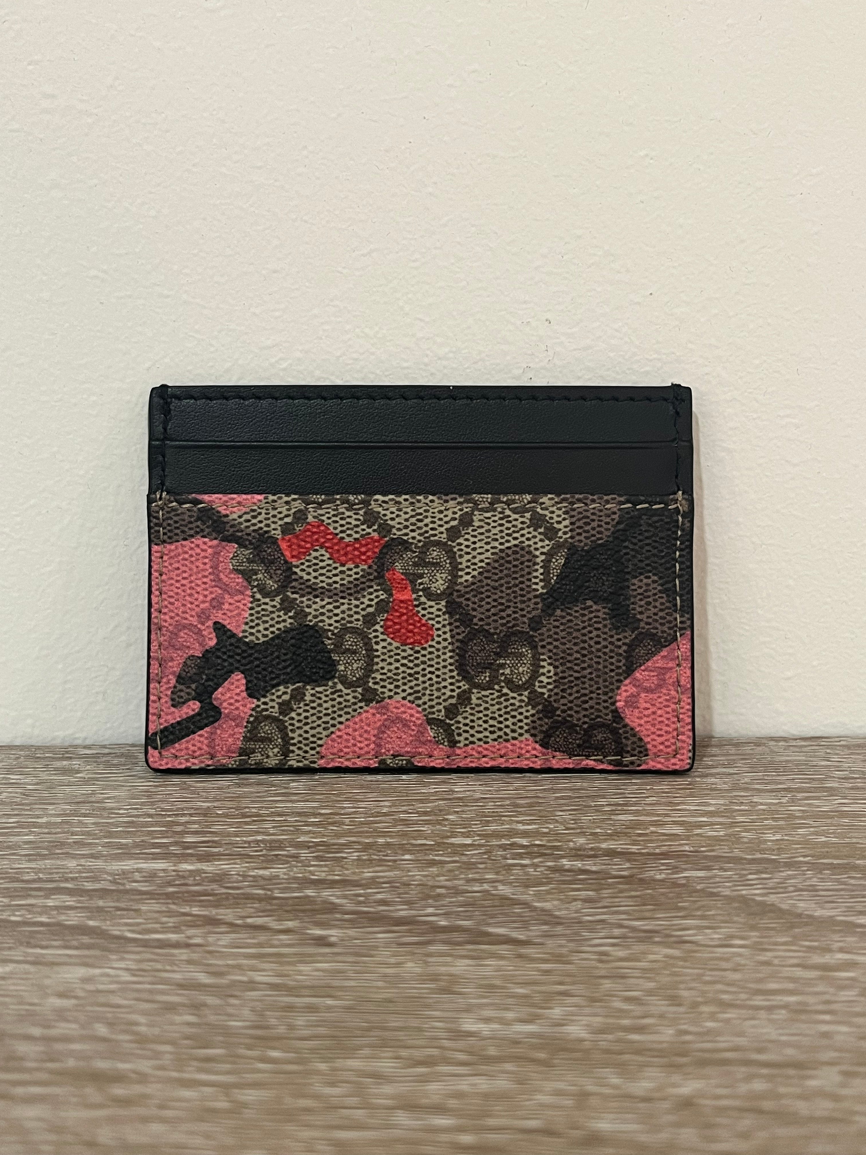 Gucci Card Holder Camo Pink/Brown