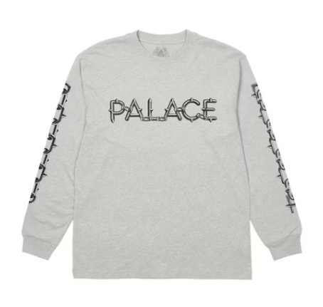 Palace Spike L/S Tee Gray Marl