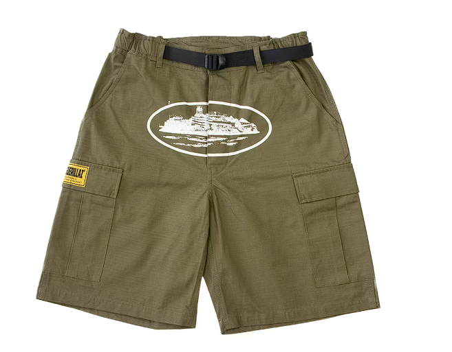 Corteiz Alcatraz Cargo Shorts Khaki Green