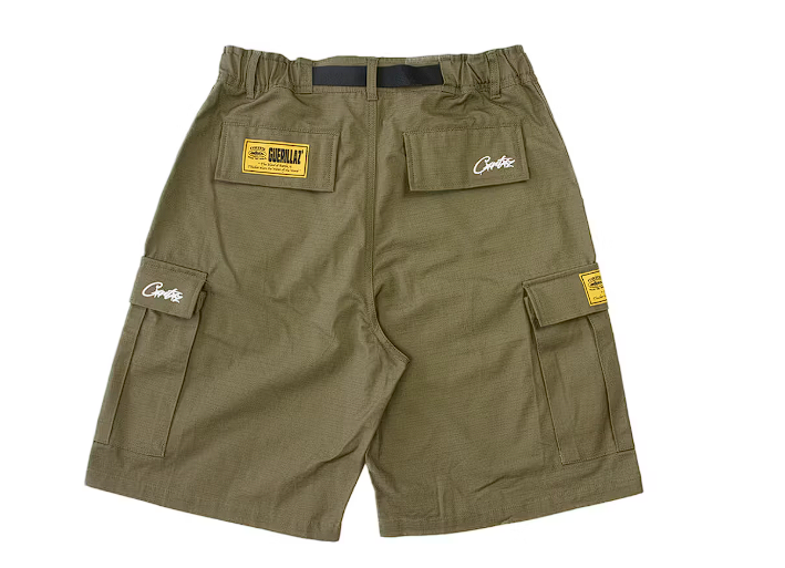 Corteiz Alcatraz Cargo Shorts Khaki Green