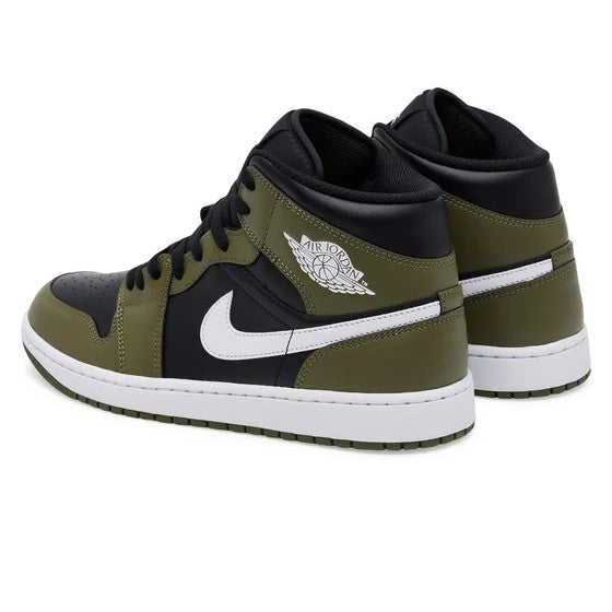 Jordan 1 Mid Black White Olive GS