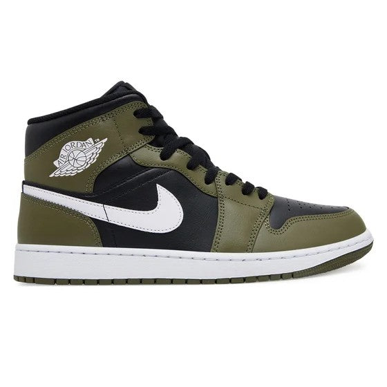 Jordan 1 Mid Black White Olive GS