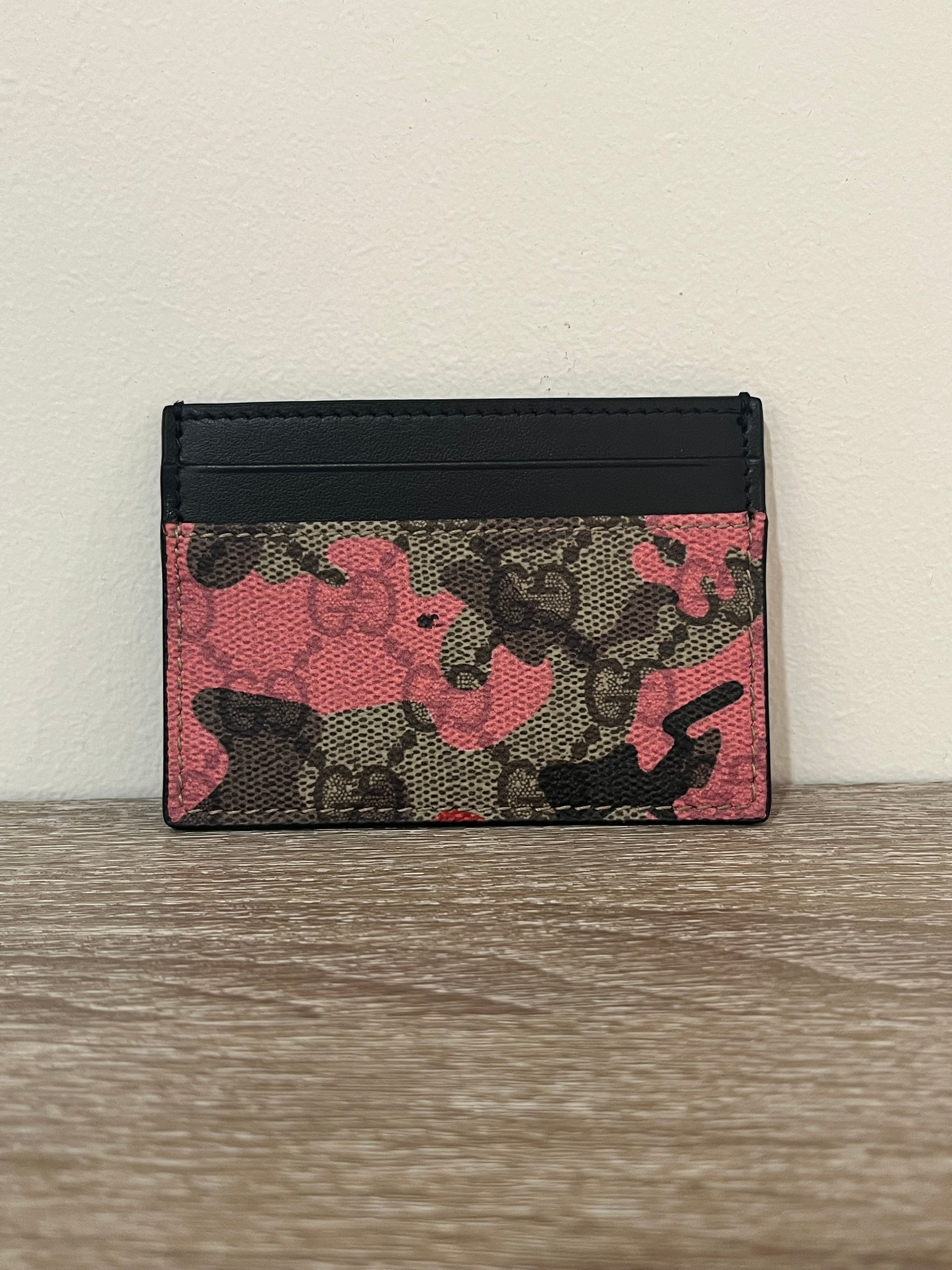Gucci Card Holder Camo Pink/Brown