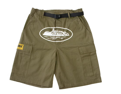 Corteiz Alcatraz Cargo Shorts Khaki Green