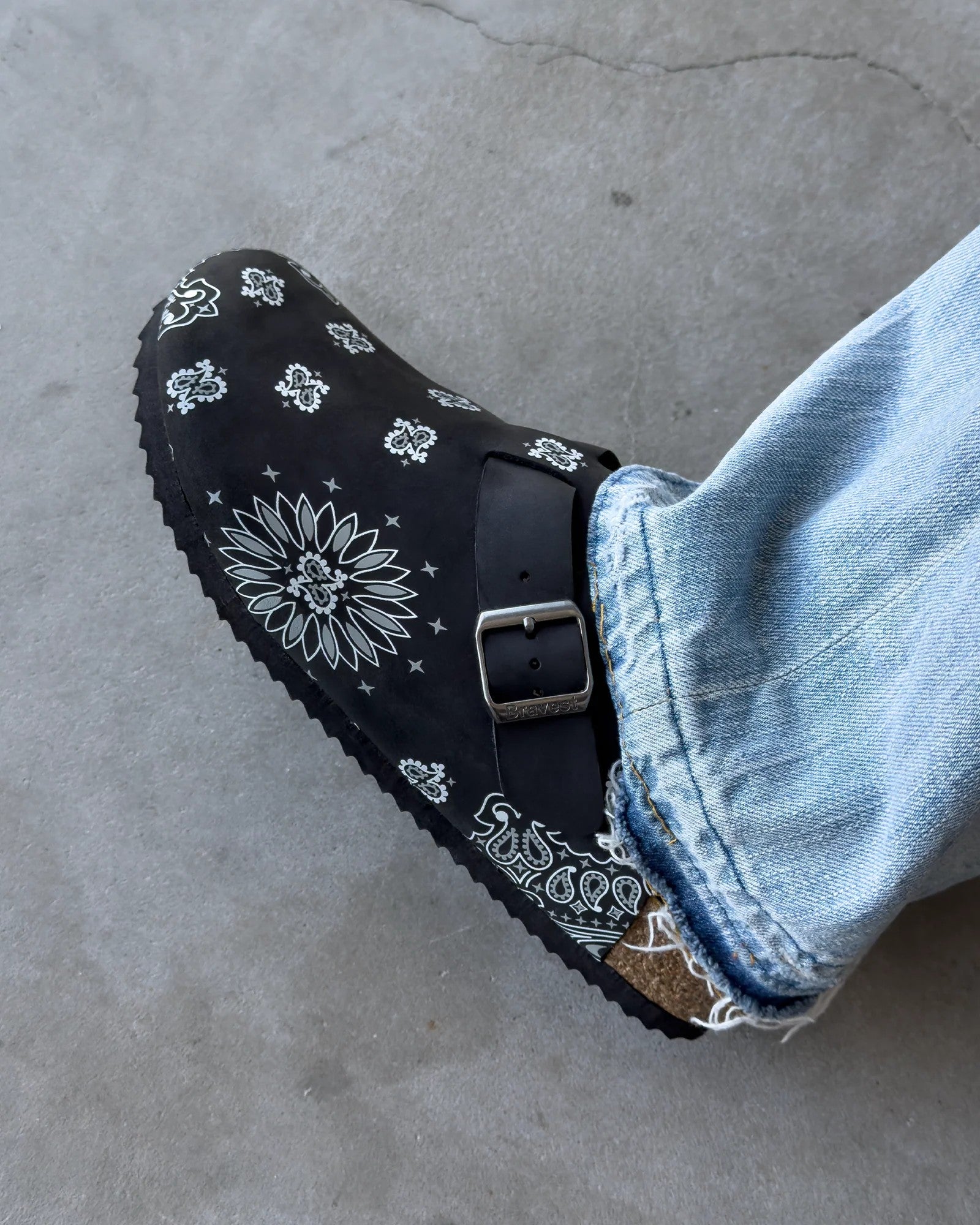 Bravest Studios Suede Paisley Clogs Black