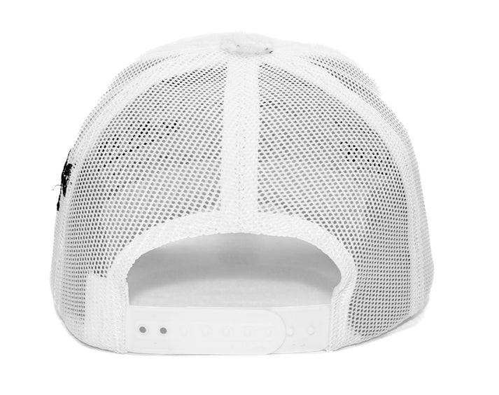 Fuzzy Trucker Satin Angel White